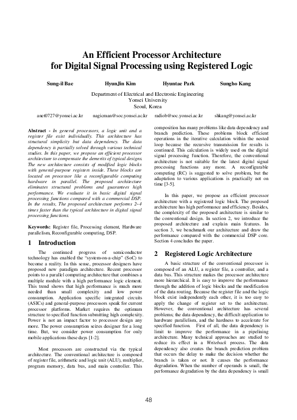 (PDF) An Efficient Processor Architecture for Digital Signal Processing ...