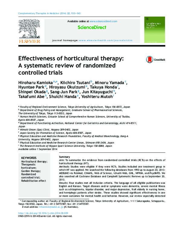 (PDF) Effectiveness of horticultural therapy: a systematic review of ...