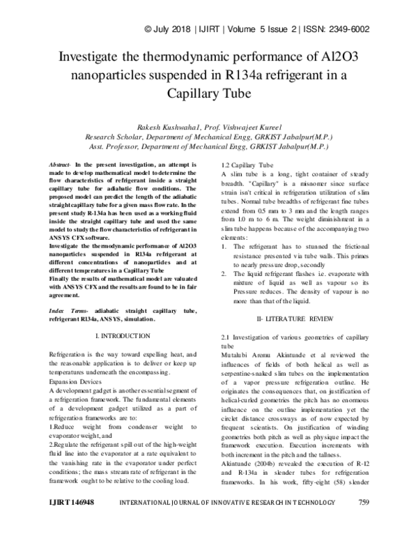 (PDF) Investigate the thermodynamic performance of Al2O3 nanoparticles ...