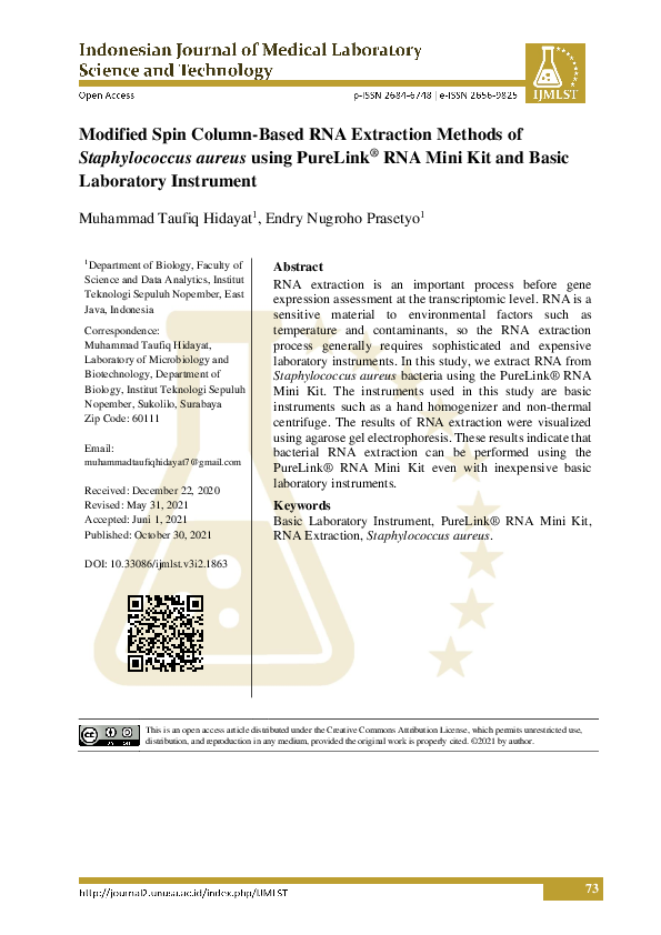 (PDF) Modified Spin Column-Based RNA Extraction Methods of ...