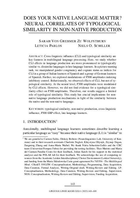 (PDF) DOES YOUR NATIVE LANGUAGE MATTER? NEURAL CORRELATES OF ...