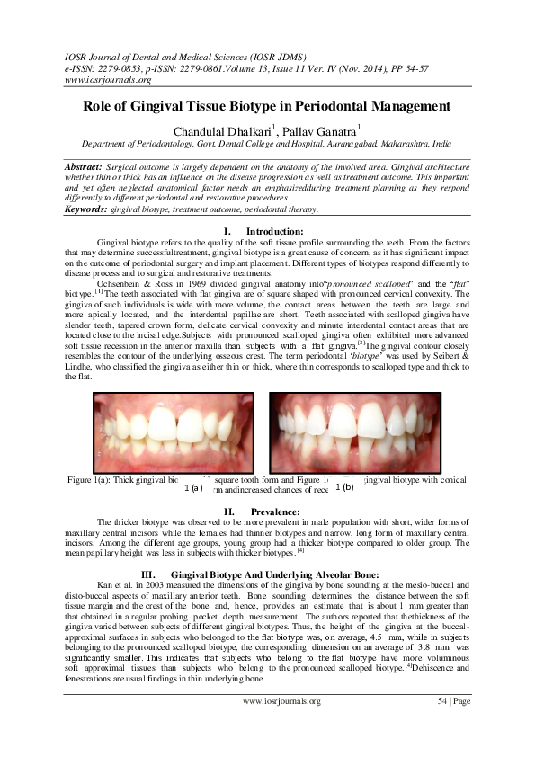 (PDF) Role of Gingival Tissue Biotype in Periodontal Management