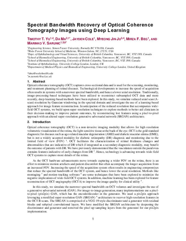 (PDF) Spectral Bandwidth Recovery of Optical Coherence Tomography ...