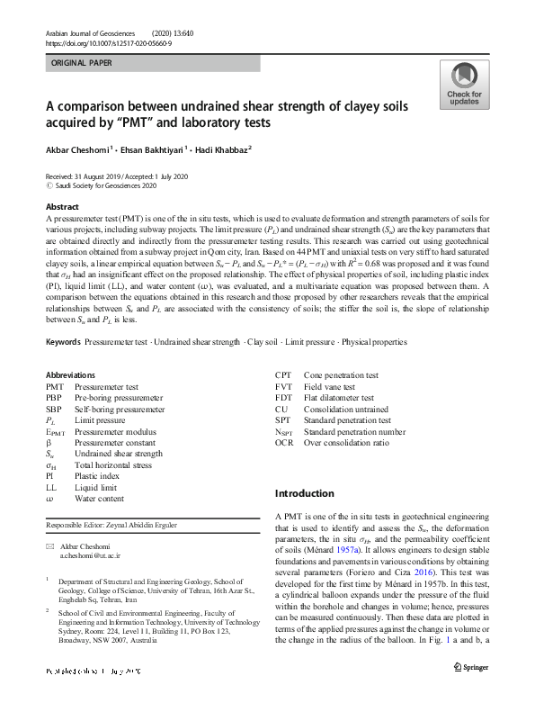 (PDF) A comparison between undrained shear strength of clayey soils ...