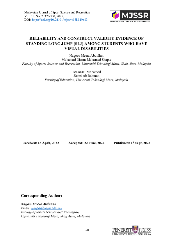 (PDF) Reliability and Construct Validity Evidence of Standing Long Jump