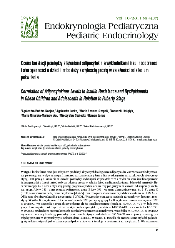 (PDF) Correlation of Adipocytokines Levels to Insulin Resistance and ...