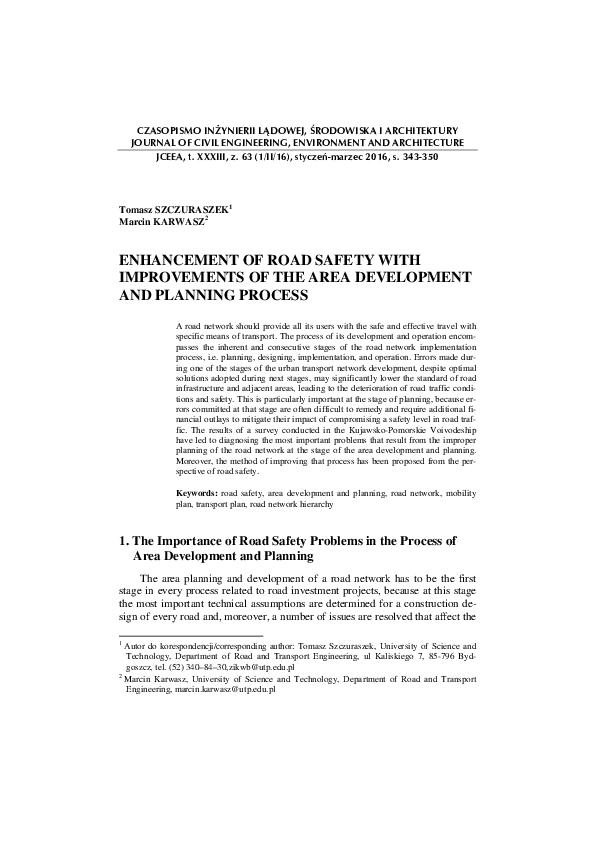 (PDF) Enhancement of Road Safety with Improvements of the Area ...