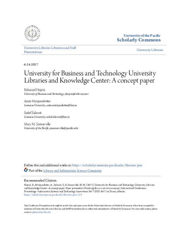 (PDF) University for Business and Technology University Libraries and ...