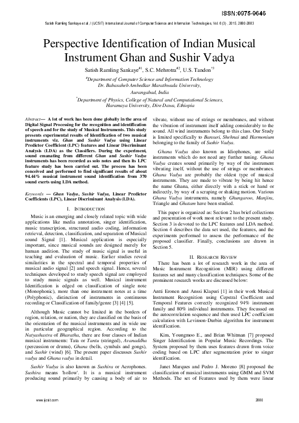 (PDF) Perspective Identification of Indian Musical Instrument Ghan and