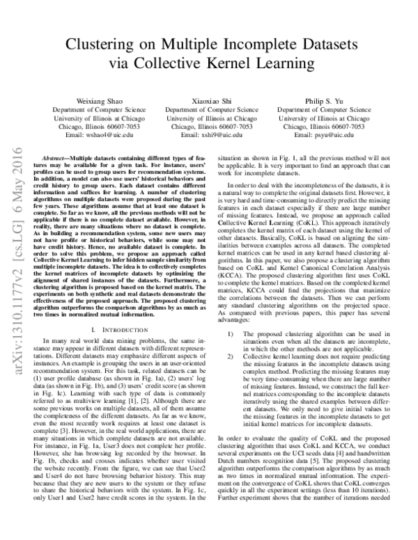 (PDF) Clustering on Multiple Incomplete Datasets via Collective Kernel ...