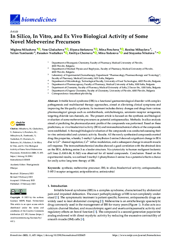 (PDF) In Silico, In Vitro, and Ex Vivo Biological Activity of Some ...