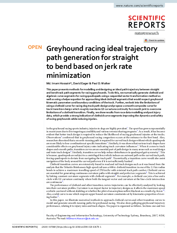 (PDF) Greyhound racing ideal trajectory path generation for straight to ...
