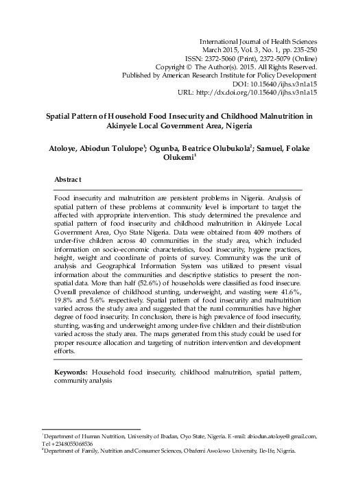 (PDF) Spatial Pattern of Household Food Insecurity and Childhood ...