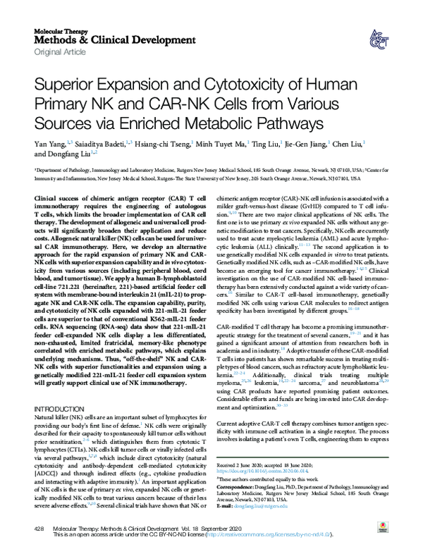 (PDF) Superior Expansion and Cytotoxicity of Human Primary NK and CAR ...