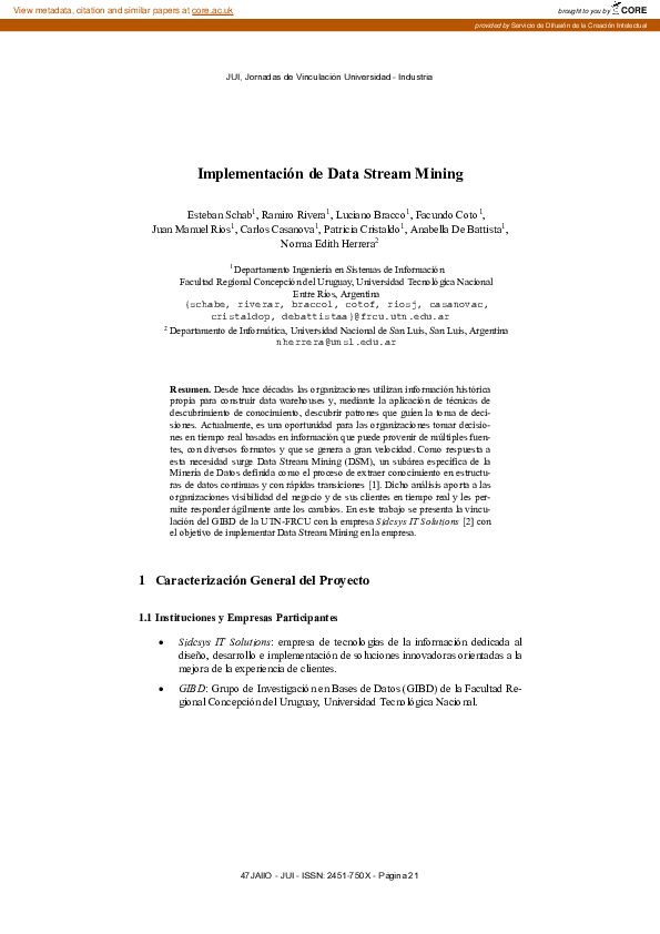 (PDF) Implementación de Data Stream Mining
