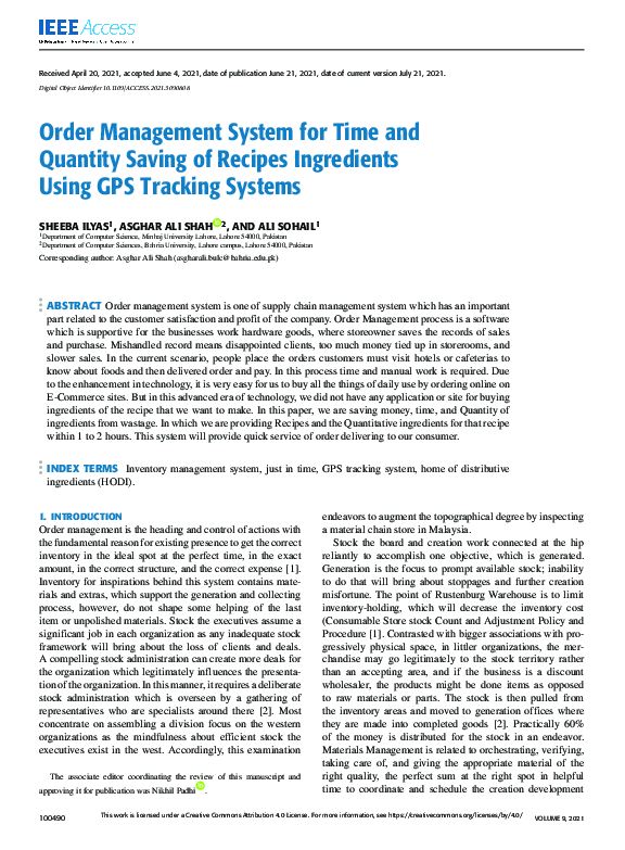 (PDF) Order Management System for Time and Quantity Saving of Recipes ...