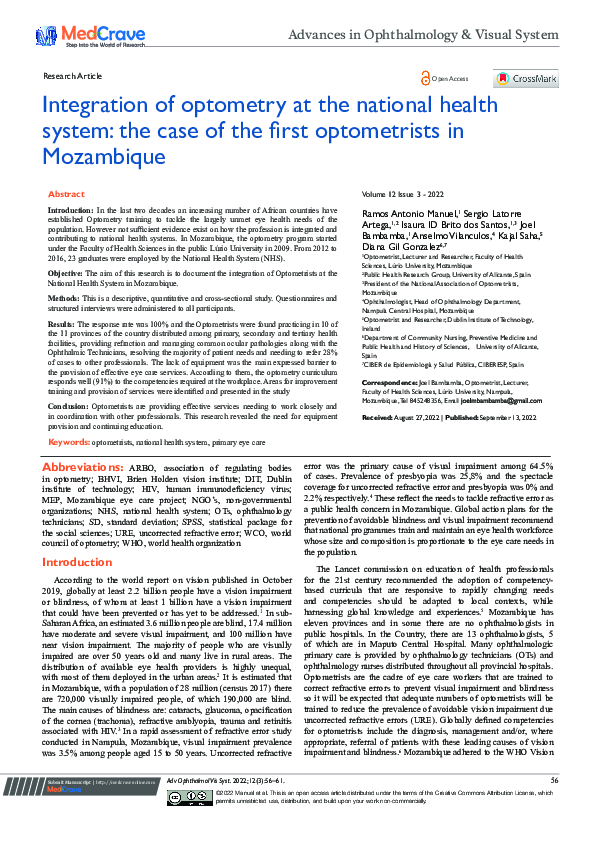 (PDF) Integration of optometry at the national health system: the case ...