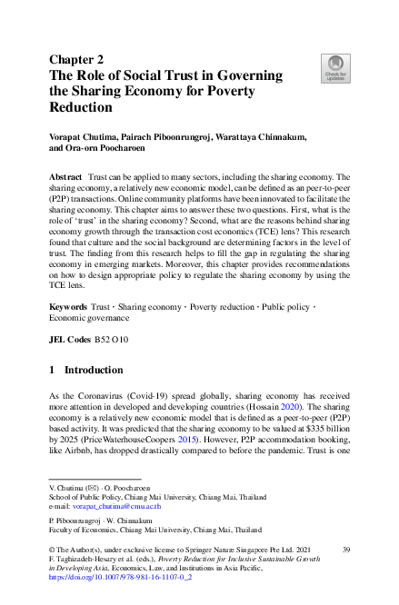 (PDF) The Role of Social Trust in Governing the Sharing Economy for ...