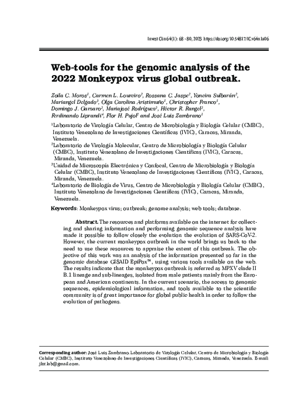 (PDF) Web-tools for the genomic analysis of the 2022 Monkeypox virus ...