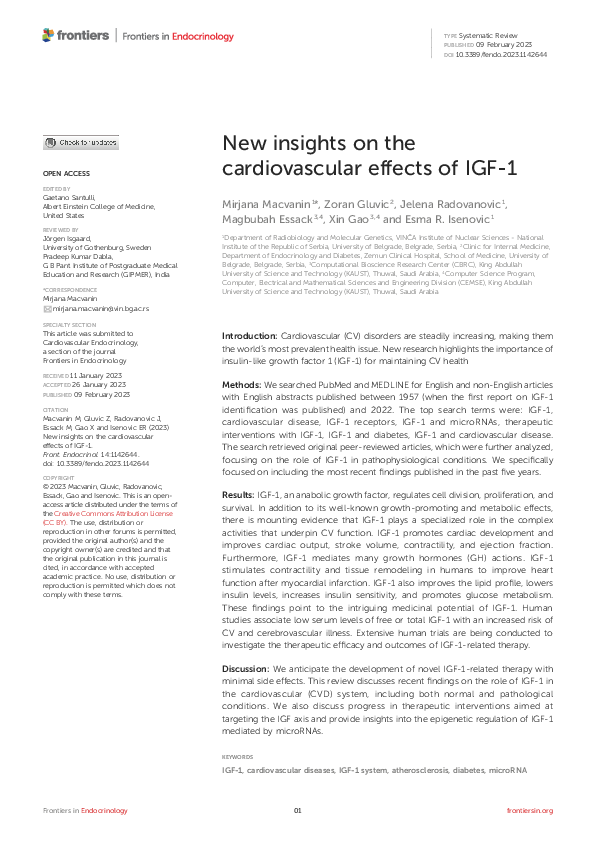 (PDF) New insights on the cardiovascular effects of IGF-1