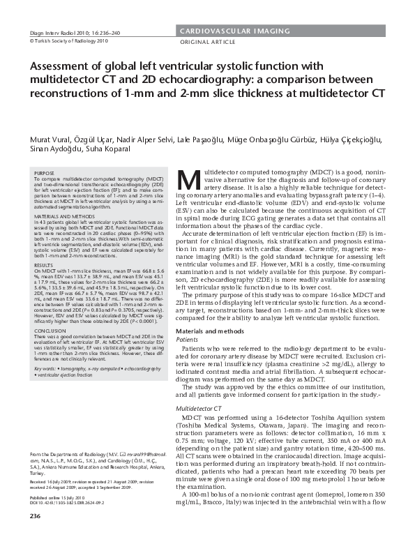 (PDF) Assessment of global left ventricular systolic function with ...