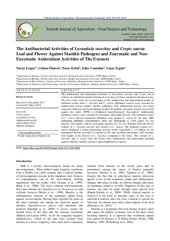 (PDF) The Antibacterial Activities of Lavandula stoechas and Crepis ...