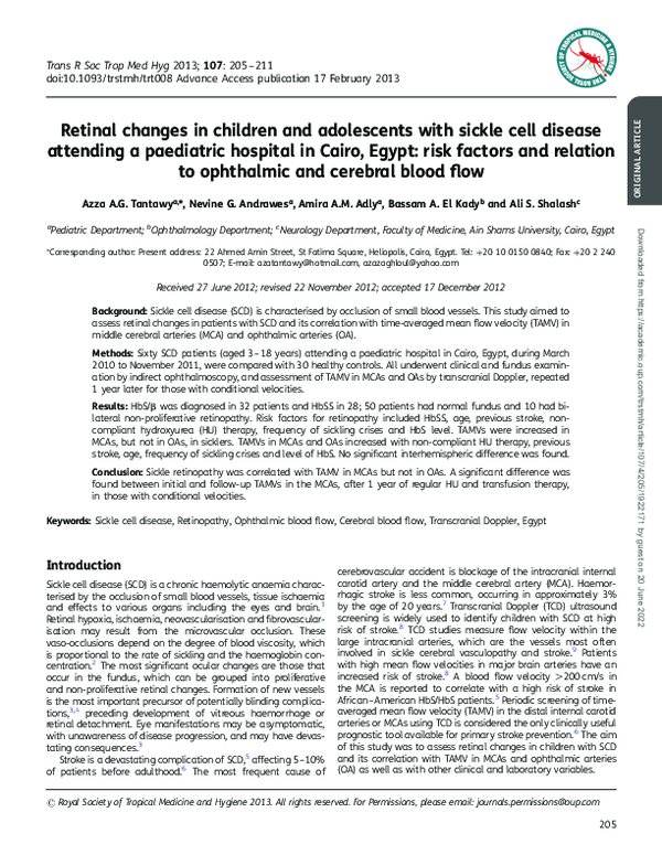 (PDF) Retinal changes in children and adolescents with sickle cell ...