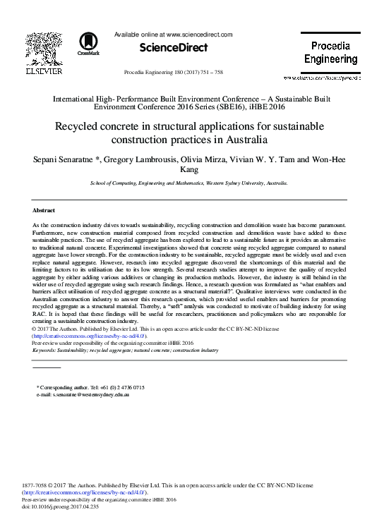 (PDF) Recycled Concrete in Structural Applications for Sustainable ...