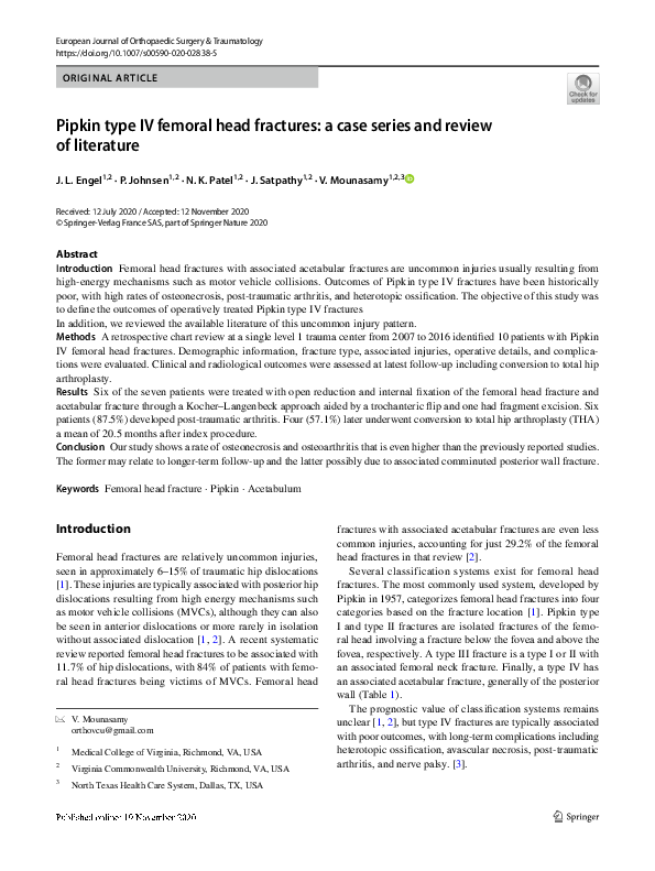 (PDF) Pipkin type IV femoral head fractures: a case series and review ...
