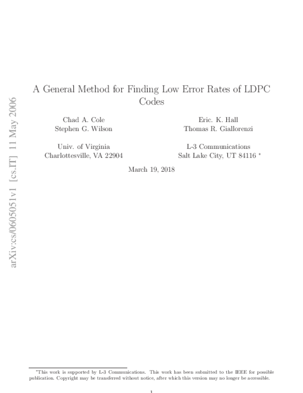 (PDF) A general method for finding low error rates of LDPC codes