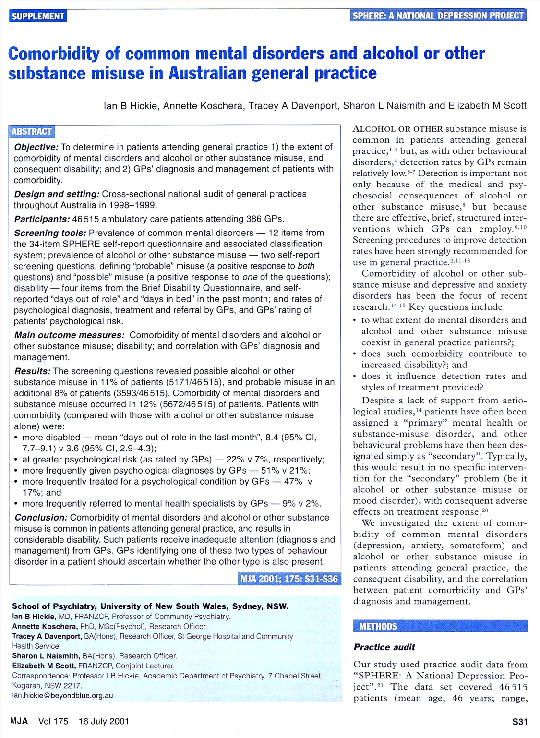 (PDF) Comorbidity of common mental disorders and alcohol or other ...