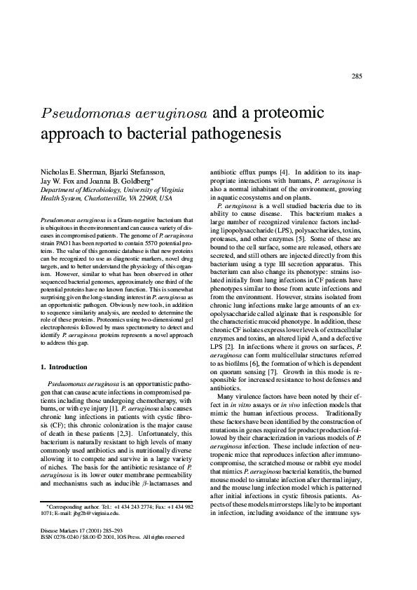 (PDF) Pseudomonas aeruginosa and a Proteomic Approach to Bacterial ...