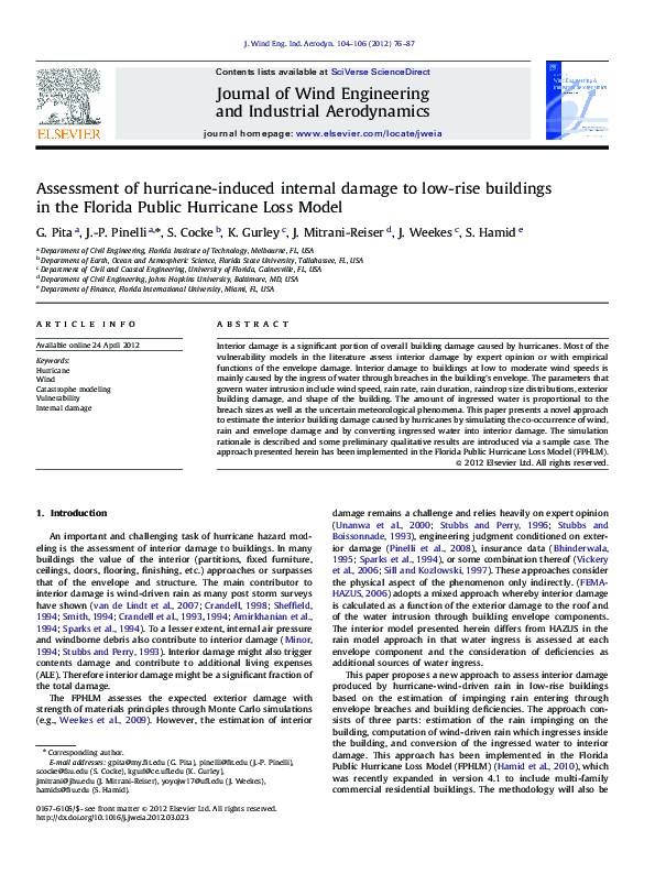 (PDF) Assessment of hurricane-induced internal damage to low-rise ...
