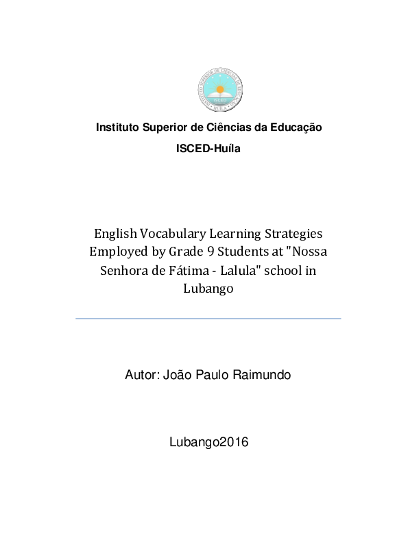 (PDF) The use of vocabulary learning strategies by 9th grade of ...
