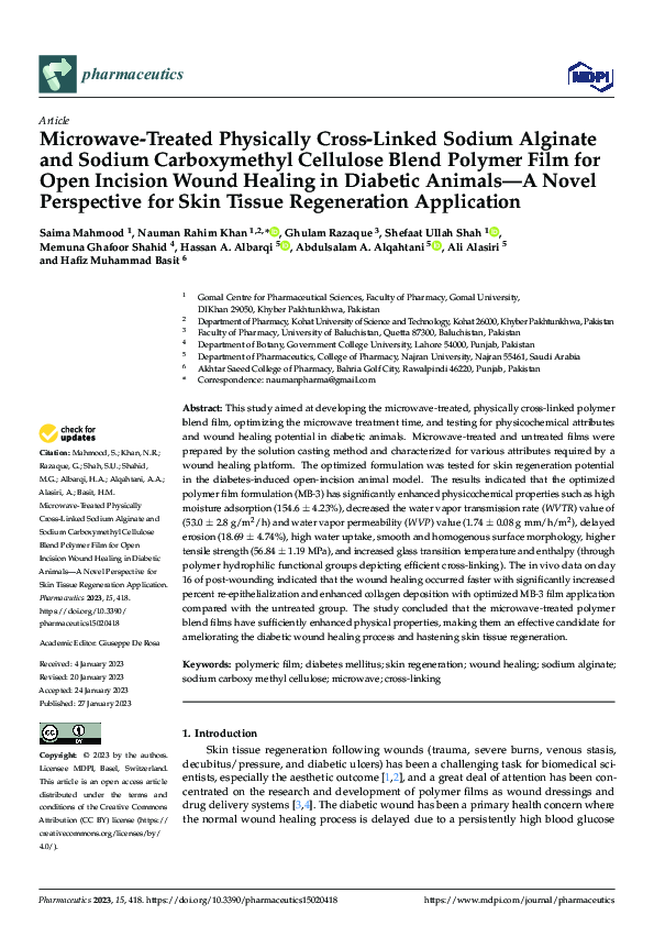 (PDF) Microwave-Treated Physically Cross-Linked Sodium Alginate and ...
