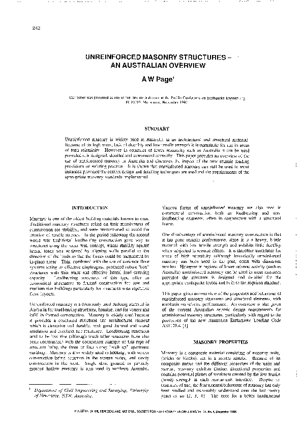 (PDF) Unreinforced masonry structures
