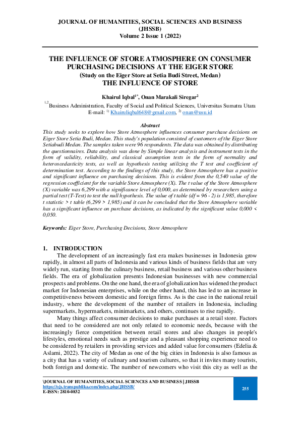 (PDF) The Influence of Store Atmosphere on Consumer Purchasing ...