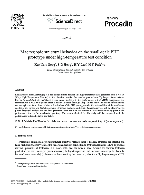 (PDF) Macroscopic structural behavior on the small-scale PHE prototype ...