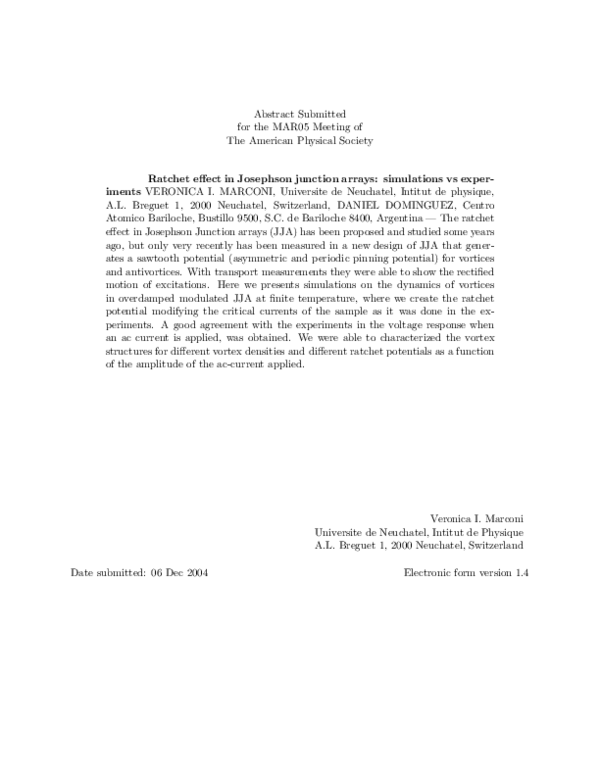 (PDF) Ratchet effect in Josephson junction arrays simulations vs
