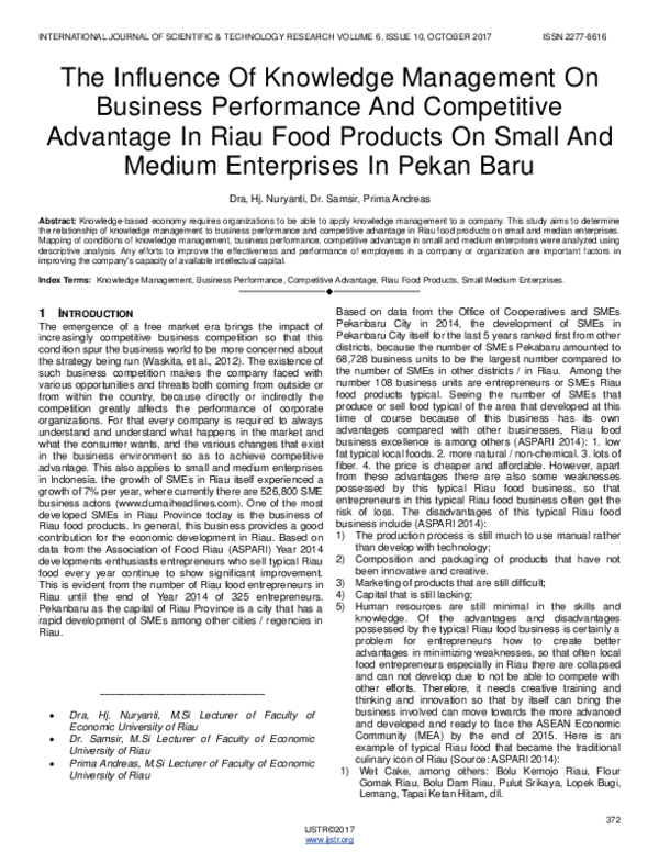 (PDF) The Influence Of Knowledge Management On Business Performance And ...