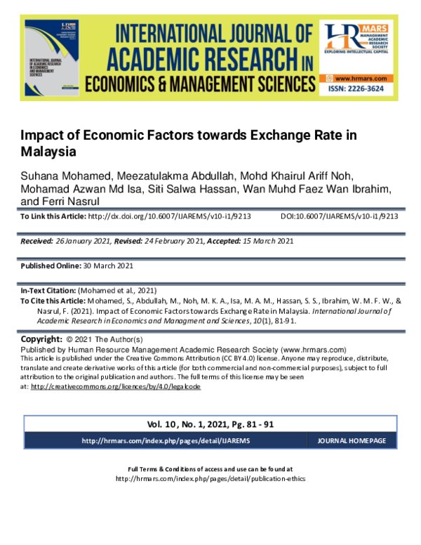 (PDF) Impact of Economic Factors towards Exchange Rate in Malaysia