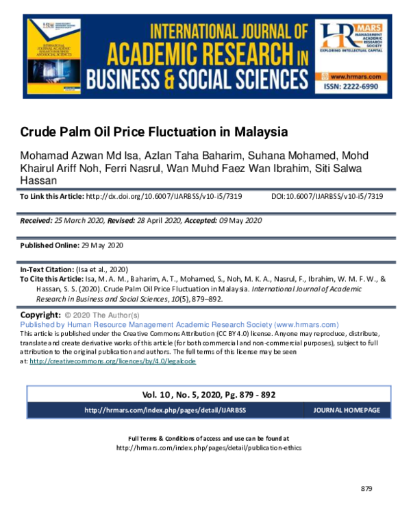 (PDF) Crude Palm Oil Price Fluctuation in Malaysia