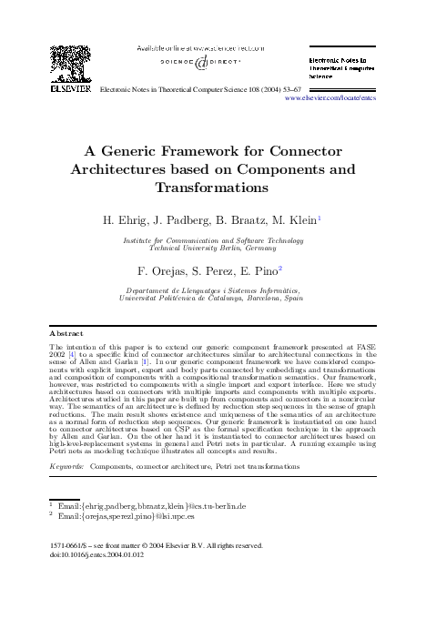 (PDF) A Generic Framework for Connector Architectures based on ...