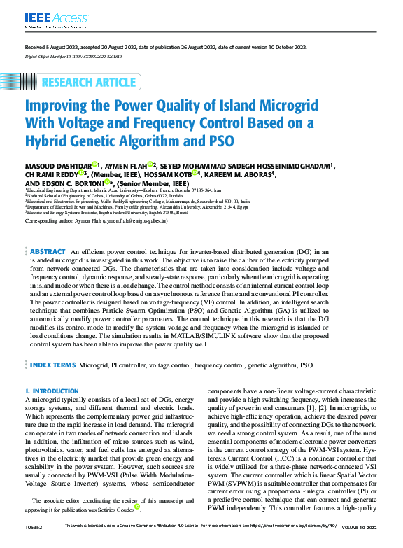 (PDF) Improving the Power Quality of Island Microgrid With Voltage and ...