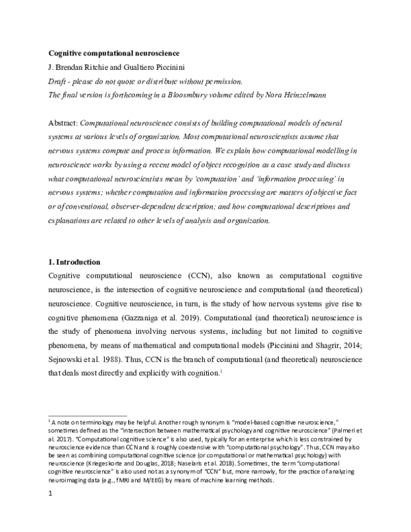 (DOC) Cognitive computational neuroscience