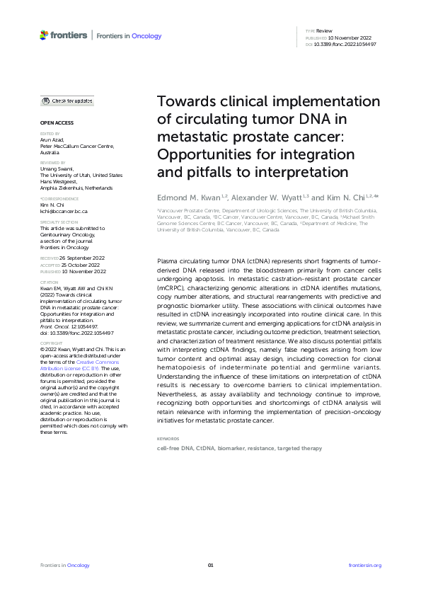(PDF) Towards clinical implementation of circulating tumor DNA in ...