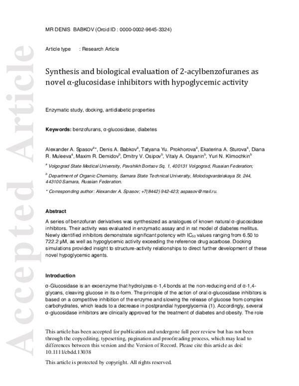 (PDF) Synthesis and biological evaluation of 2-acylbenzofuranes as ...