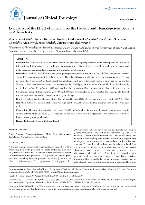 (PDF) Evaluation of the Effect of Luteolin on the Hepatic and ...