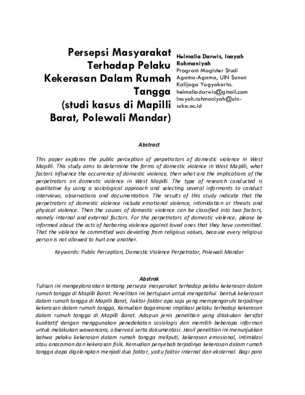 (PDF) Persepsi Masyarakat Terhadap Pelaku Kekerasan dalam Rumah Tangga ...