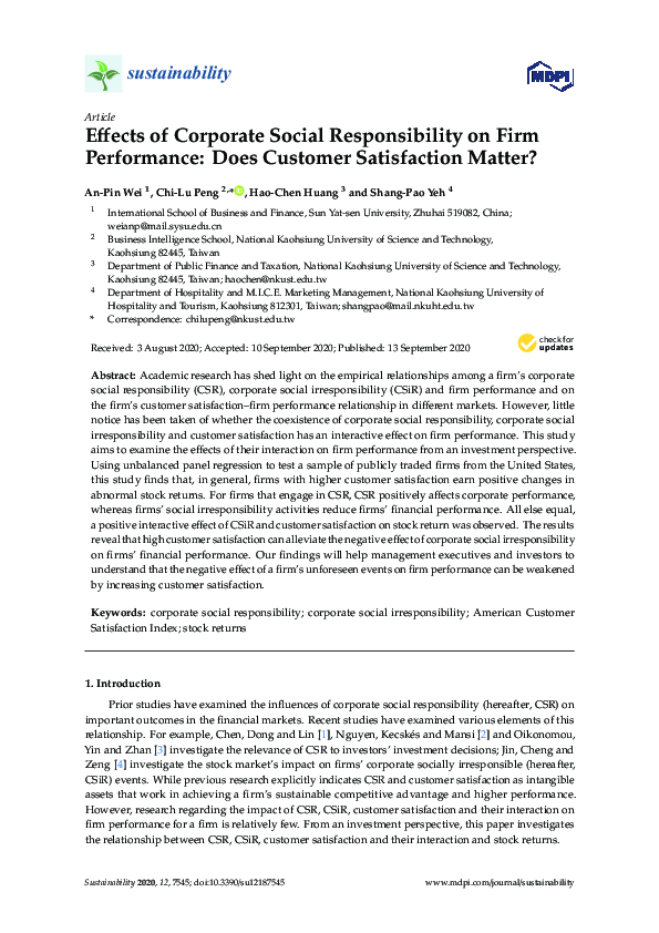 (PDF) Effects of Corporate Social Responsibility on Firm Performance ...